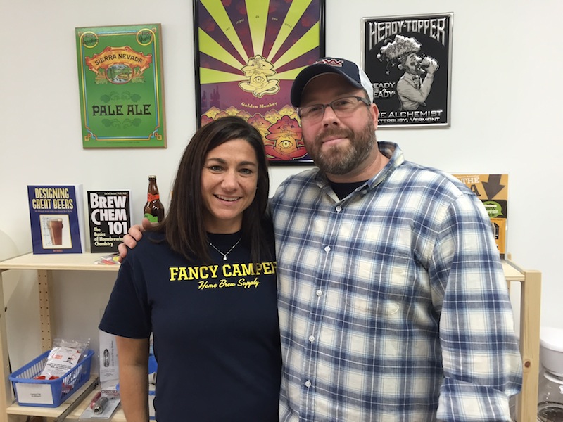 Owwer Corey Ross and his wife Minday at Saturday's grand opening of Fancy Camper Home Brew.