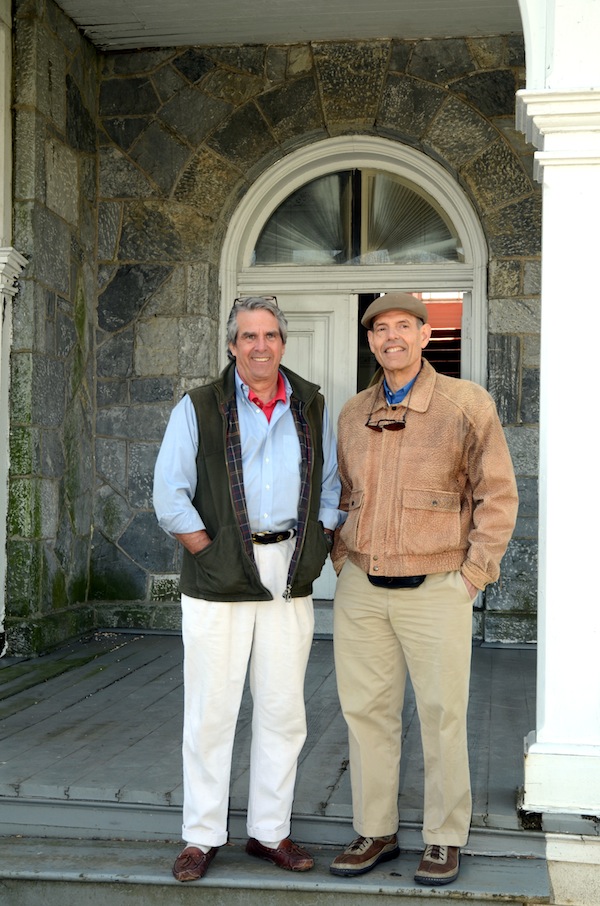 Harriton classmates Bill Scudder and Lee Tabas at Loch Aerie. Scudder volunteers with the county historical society, and Lee Tabas' family has owned the estate since 1967.