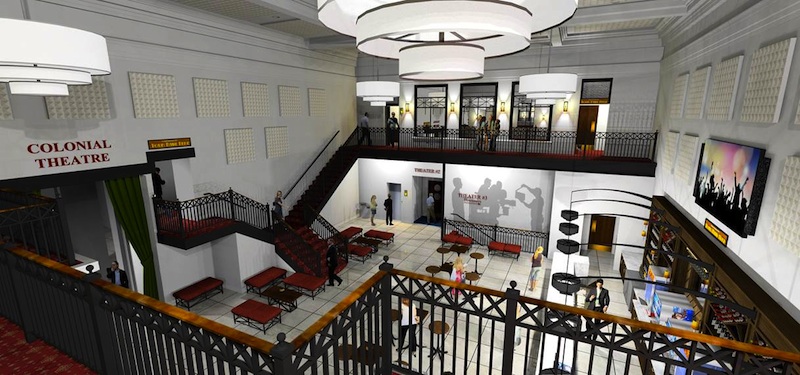 A rendering of the spacious new lobby, relocated to the bank building.