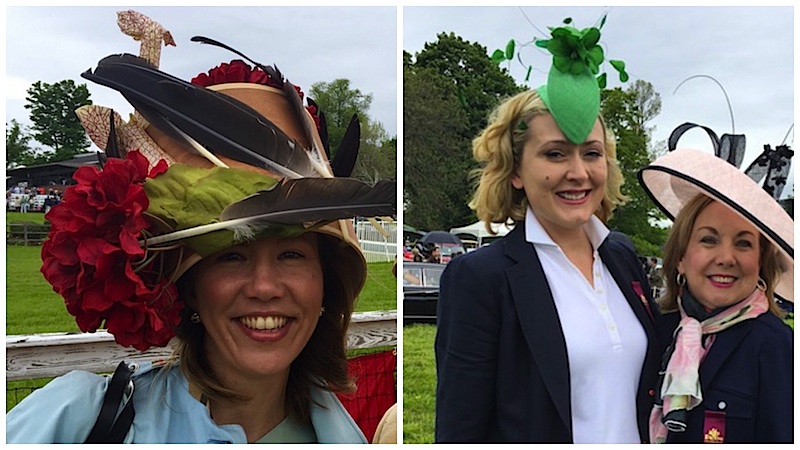 Spotted at Saturday's Radnor Races: milliners Milica Schiavio (left) and Zoya Egan along with Brigid McGrath Stasen, who's wearing a Zoya creation. 