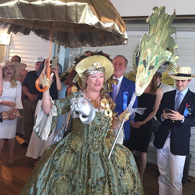 And finally, Best in Show winner Pamela Bates, a West Chester French teacher, makes a grand entrance to collect her ribbon. Her costume: a custom "Robe de la Francais" gown with custom feathered headpiece. 
