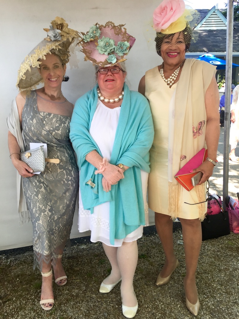 A trio in Tiffany Arey Millinery creations: Tiffany herself, "Most Fascinating" winner Michelle Leonard (one of the Main Line's premier hat ladies, btw) and Pat Nogar, whose fascinator featured a 35-year-old rose once worn by her mother.