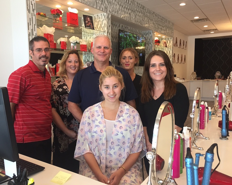 The gang at the new Cherry Blow Dry Bar: Steve Costa, Katie Marucci, owner Bob Ferry, Carliss Egan, Erin Morgan and Casey Reeder. 