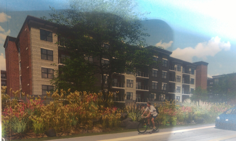 A rendering of view of the new Station Square apartments from E. Central Ave. 